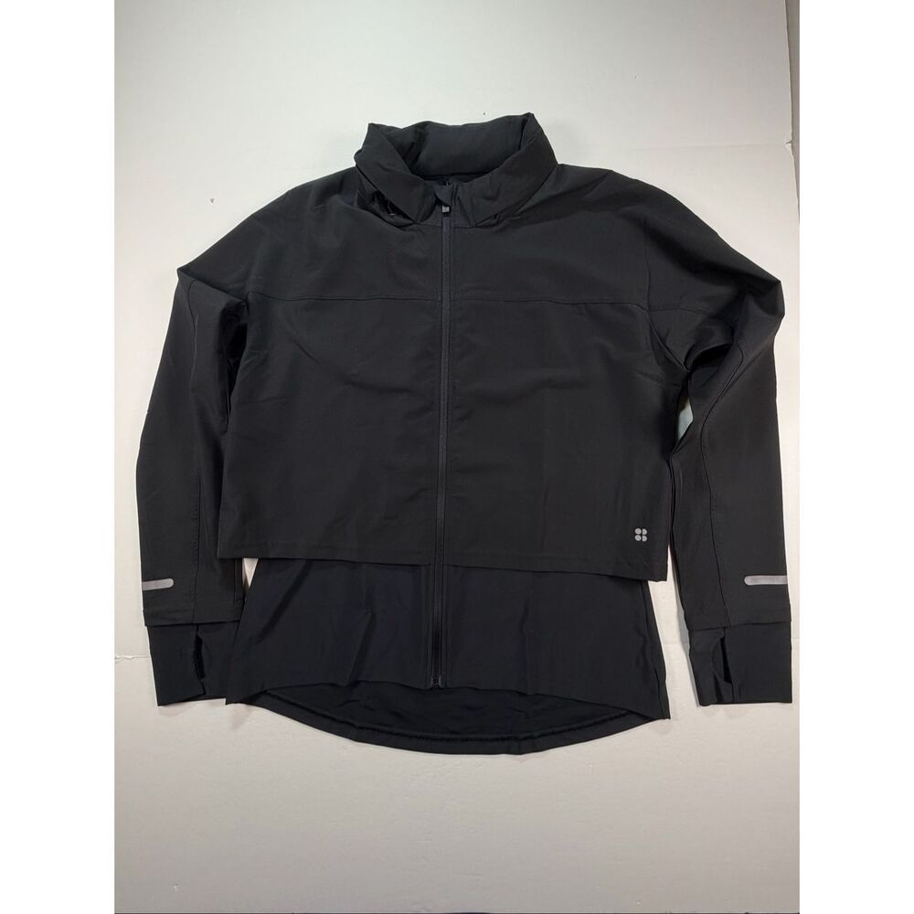 Sweaty Betty Fast Track Running Jacket Black Water Resistant Size Large NWT